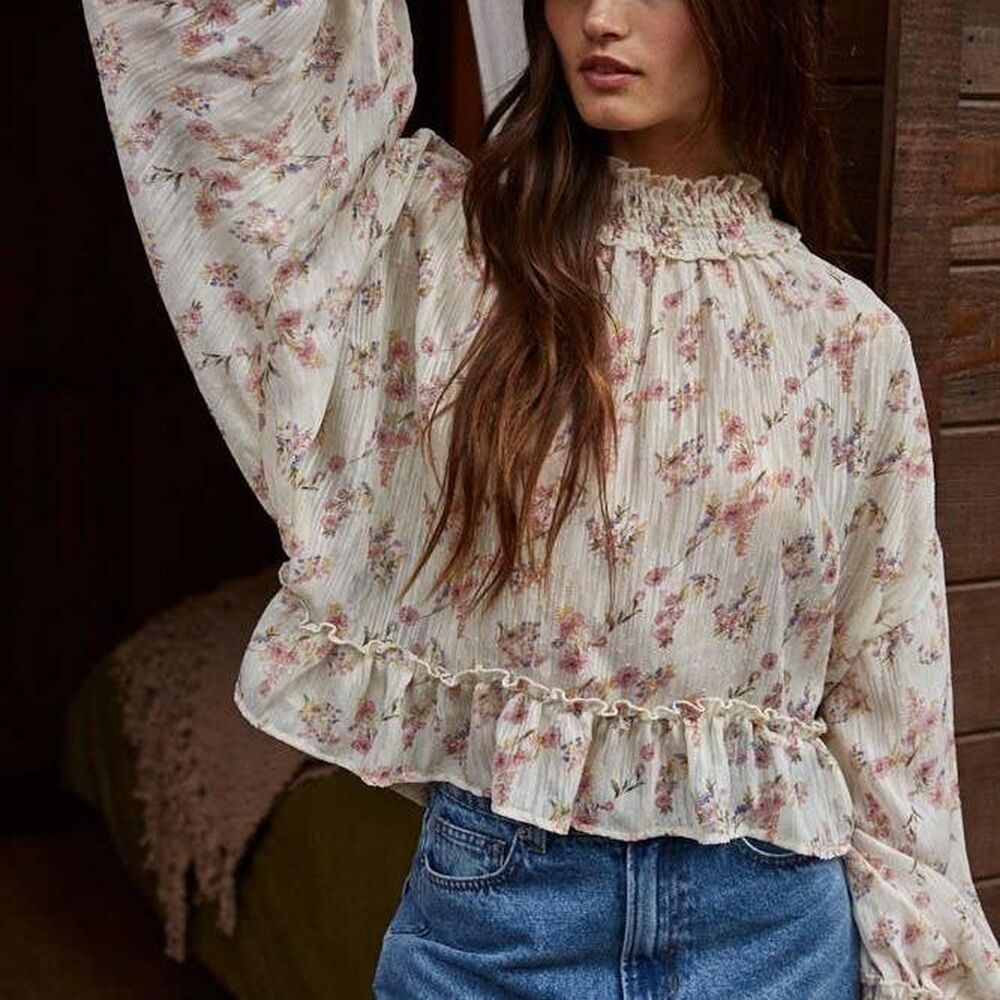 Together Women's Cream and White Blouse